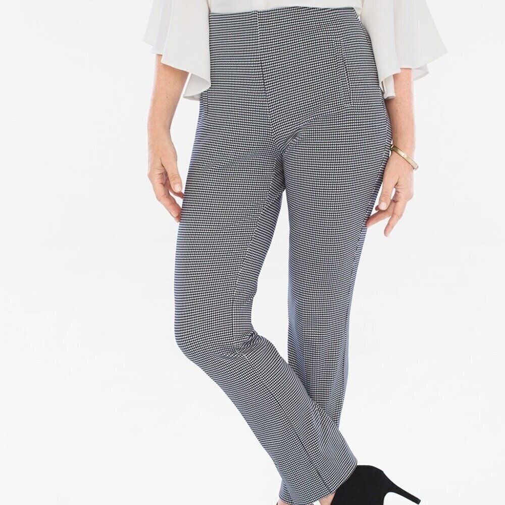 Chico's Juliet Straight-Leg Houndstooth Pants | Size 3 (US 16)